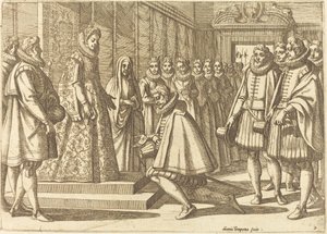 Filips van Spanje voor Margaretha van Oostenrijk door Antonio Tempesta