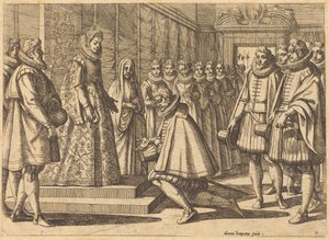 Filips van Spanje ten overstaan van Margaretha van Oostenrijk