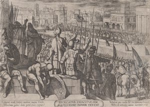 Elisa brengt het verblinde Syrische leger naar de koning van Israël, ca. 1590-ca. 1610 door Antonio Tempesta