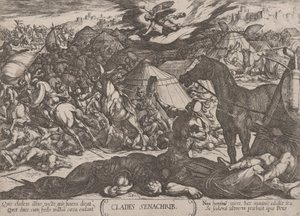 Plaat 21: De Engel van de Heer Verslaat het Leger van Sanherib door Antonio Tempesta