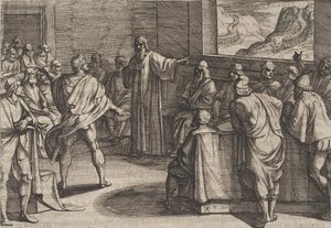 Plaat 23: Conferentie over Welke Stappen te Nemen bij de Nadering van Nieuwe Romeinse Troepen, 1611 door Antonio Tempesta