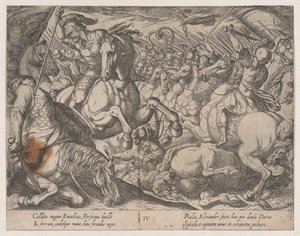 Alexander vecht tegen de Perzen, uit De Daden van Alexander de Grote door Antonio Tempesta