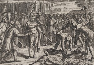 Plaat 7: Duitse Gezanten Bezoeken Civilis, uit De Oorlog van de Romeinen Tegen de Bataven Ro... door Antonio Tempesta