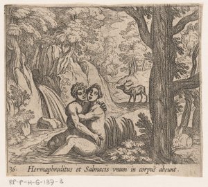 Salmacis en Hermaphroditus door Antonio Tempesta