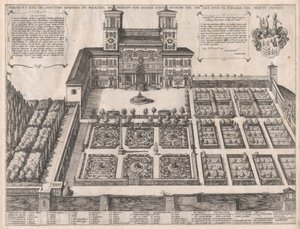 Speculum Romanae Magnificentiae: Monte Pincio Paleis en Tuinen, midden tot laat 16e eeuw door Antonio Tempesta