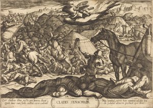 De vernietigende engel overwint het leger van Sanherib door Antonio Tempesta