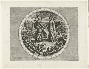 Titelprent voor de serie De Bataafse Opstand, 69-70 door Antonio Tempesta