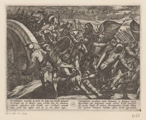 Verrassingsaanval op het Romeinse kamp aan de Moezel door Antonio Tempesta