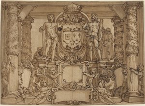 Een architectonisch wandontwerp ter ere van Hendrik IV, de Gallische Hercules