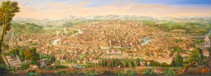 Panoramisch uitzicht op Rome vanaf de Janiculum-heuvel