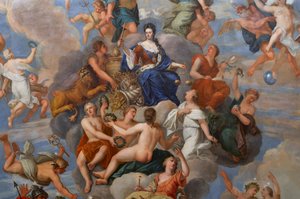Koningin Anne omringd door een schare gepersonifieerde deugden (detail)