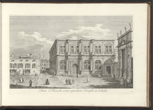 Gezicht op Campo San Rocco te Venetië door Antonio Visentini
