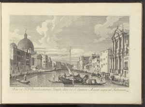 Gezicht op het Canal Grande, de Santa Maria di Nazareth en de San Simeone Piccolo te Venetië door Antonio Visentini