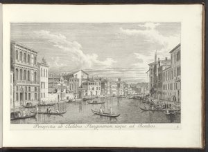 Gezicht op het Canal Grande en Palazzo Flangini te Venetië