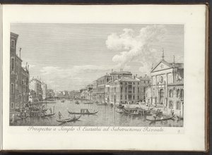 Gezicht op het Canal Grande en de kerk de San Stae te Venetië