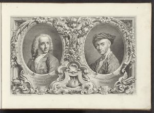 Portretten van kunstenaars Canaletto en Antonio Visentini door Antonio Visentini