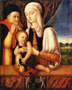 De Heilige Familie (wapenschild van Barbara de Brandebourg, Hertogin van Mantua), c.1450-60