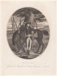 Portret van een onbekende man bij een paard door Antonio Zecchin