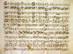 Laat 18e-eeuwse kopie van een manuscriptpagina uit de partituur van La scuola de gelosi door Antonio after Salieri