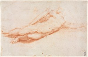 Studie van een Gevallen Soldaat mogelijk de Bekering van Saul (recto) door Antonio da Correggio