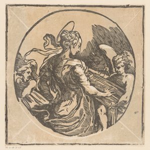 Heilige Cecilia musicerend door Antonio da Trento (possibly)