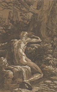Man zittend gezien van achteren Narcissus, ca. 1527-30 door Antonio da Trento