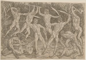 Slag van de Naakten, 1470s-80s door Antonio Pollaiuolo