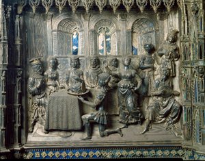 Leven van Johannes de Doper: het banket van Herodes. Zilveren reliëf door Antonio di Salvi