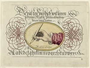 Schrijfvoorbeeld met schrijvende hand
