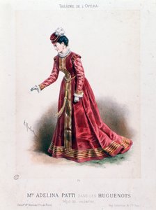 Portret van zangeres Adeline Patti (1843-1919) als Valentine in de opera Les Huguenots door Giacomo Meyerbeer (1791-1864)
