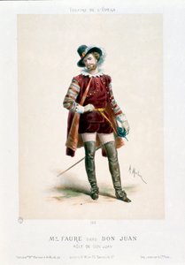 Zanger Jean-Baptiste Faure (1830-1914) als Don Giovanni in de opera van Wolfgang Amadeus Mozart tijdens een uitvoering in het Opera Theatre in Parijs