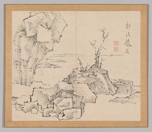 Dubbel album van landschapsstudies na Ikeno Taiga, Volume 1 blad 23, 18e eeuw