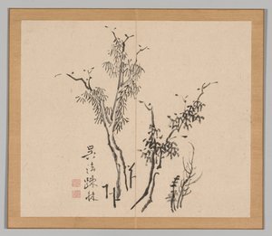 Dubbel Album van Landschapsstudies na Ikeno Taiga, Volume 1 blad 5, 18e eeuw door Aoki Shukuya
