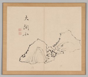 Dubbel Album van Landschapsstudies na Ikeno Taiga, Deel 1 blad 6 door Aoki Shukuya