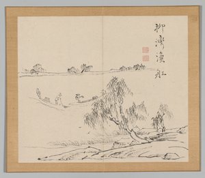 Dubbel Album van Landschapsstudies na Ikeno Taiga, Deel 2 blad 27 door Aoki Shukuya