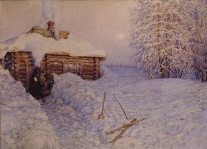 Banya in de winter, 1919 door Apollinari Mikhailovich Vasnetsov