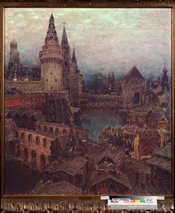 Moskou in de 17e eeuw, dageraad bij de Opstandingspoort door Apollinari Mikhailovich Vasnetsov