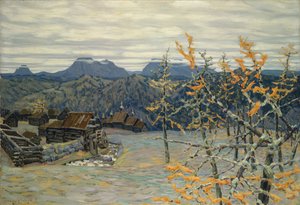 Dorp in de Oeral door Apollinari Mikhailovich Vasnetsov