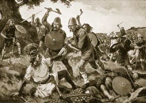 Nederlaag en Dood van Koning Oswald, 642, illustratie uit 