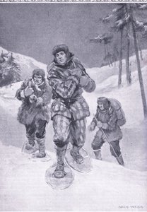 Door spoorloze woestenijen naar Labrador (Donald Smith), illustratie uit Cassells Romance of Famous Lives, ca. 1940 door Archibald Webb