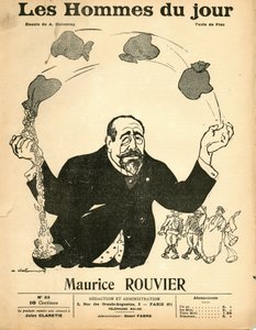 Omslag van "Les Hommes du jour", circa 1906 - Illustratie door Aristide Delannoy (1874-1911): Zilver - Rouvier Maurice (1842-1911) - Jongleren