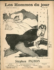 Omslag van "The Men of the Day", circa 1905 - Illustratie door Aristide Delannoy (1874-1911): Slaapkamer - Marianne, Pichon Stephen (1857-1933) door Aristide Delannoy