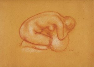 Knielend model met hoofd rustend in handen, naar rechts gericht door Aristide Maillol