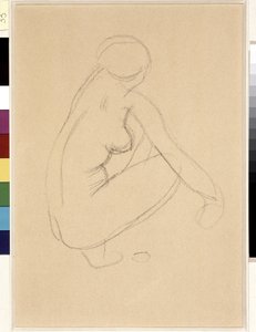 Naakte hurkzit. Tekening door Aristide Maillol (1861-1944). Potlood op papier. Afm: 32x23cm. Musée Cantini, Marseille door Aristide Maillol