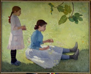 De Bloemenkroon Schilderij door Aristide Maillol (1861-1944) 1889 Privécollectie door Aristide Maillol