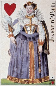 Voorstelling van Koningin Johanna van Albret, moeder van Hendrik IV (detail van een speelkaart) door Armand Gustave Houbigant