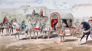 Een koninklijke koets getrokken door paarden uit de 9e eeuw, 1886 door Armand Jean Heins