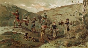 Jachtpartij en Dragers, 13e Eeuw door Armand Jean Heins