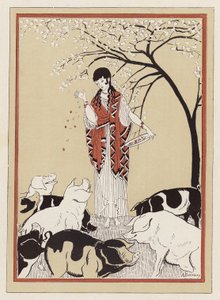 Circe voedt de metgezellen van Odysseus nadat ze in varkens zijn veranderd door Armand Joseph Bonamy