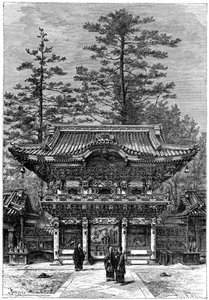 Portiek van de Tempel van de Vier Draken Nikko Toshogu, Nikko, Japan door Armand Kohl